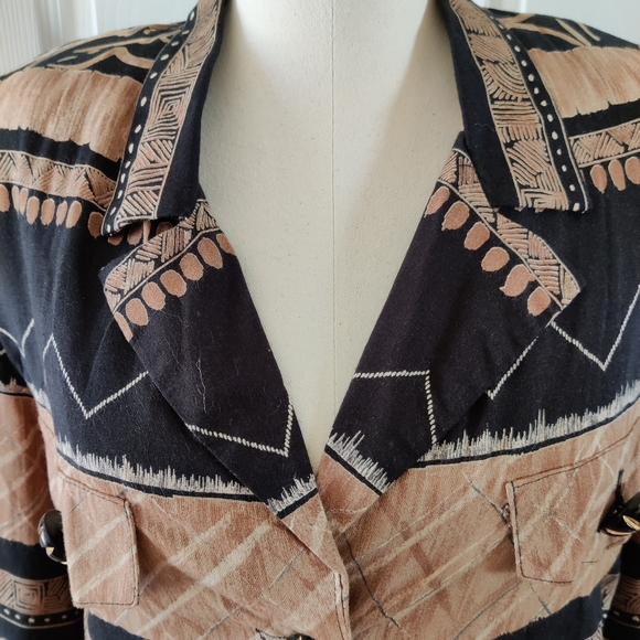 Size 6 A.C. Sport Black & Tan Safari Blazer - Picture 4 of 12